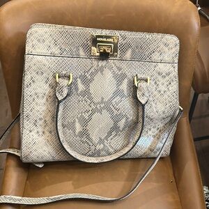 Michael Kors Snake Print Satchel - Gray and Cream